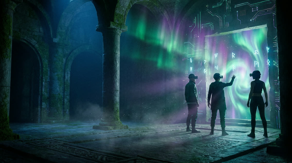 An atmospheric virtual challenge room environment
