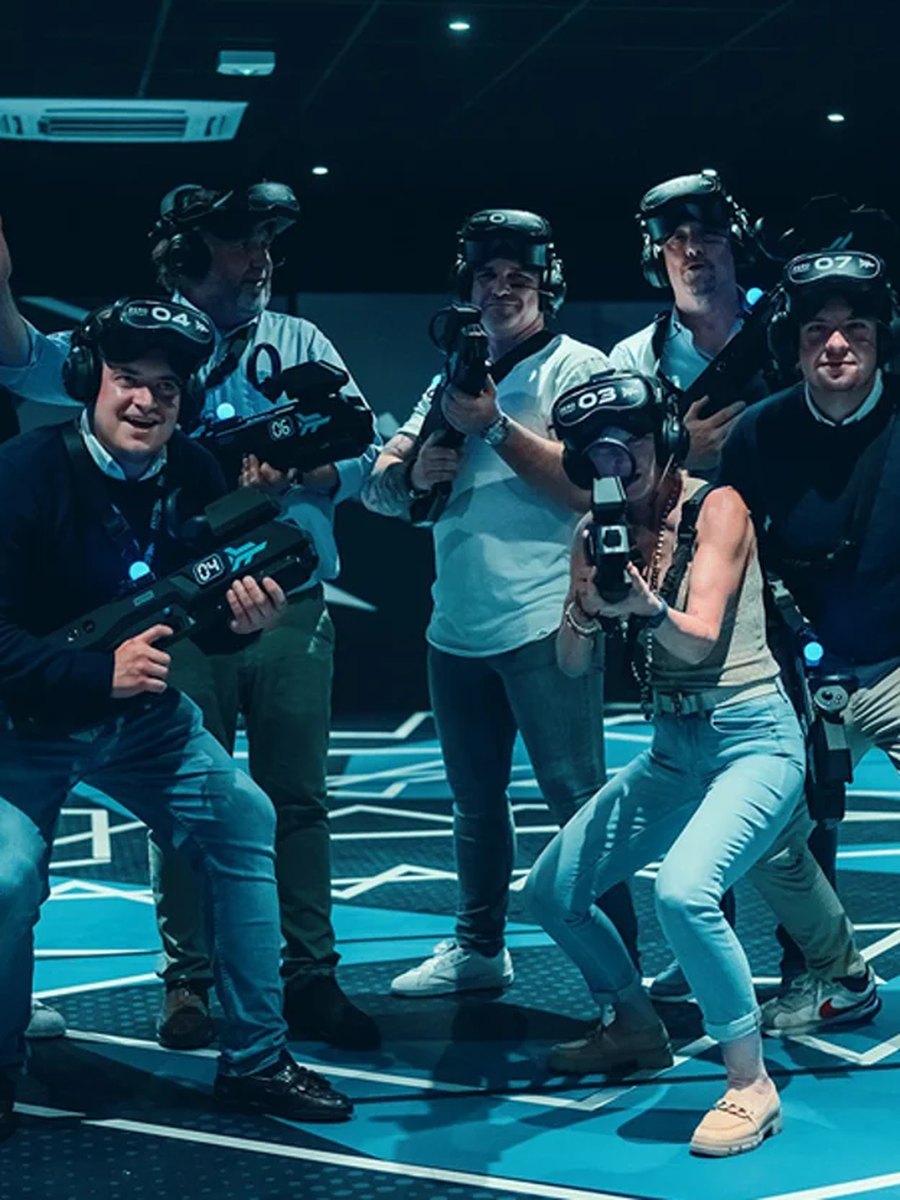 A team taking part in a group virtual reality experience
